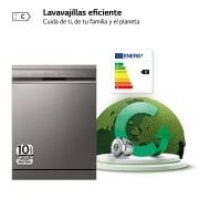 LG Lavavajillas Inox antihuellas con tecnología QuadWash™  , C, con tercera bandeja, DF355FP