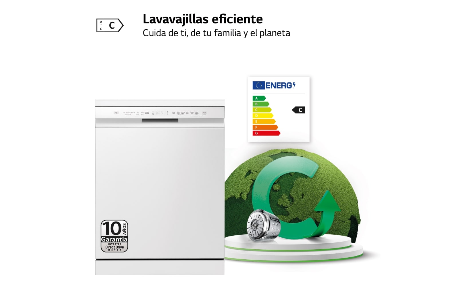 LG Outlet Lavavajillas blanco LG QuadWashTM, Direct Drive , C, con tercera bandeja, DF355FW.OUTLET