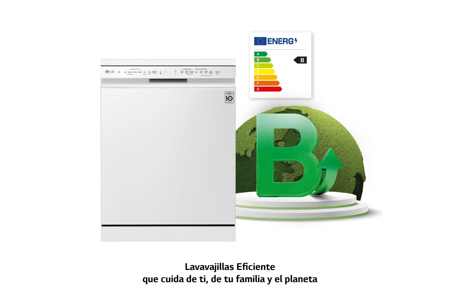 LG Lavavajillas LG QuadWash™ Steam, Blanco, B, con lavado a vapor y tercera bandeja, DF365FWS