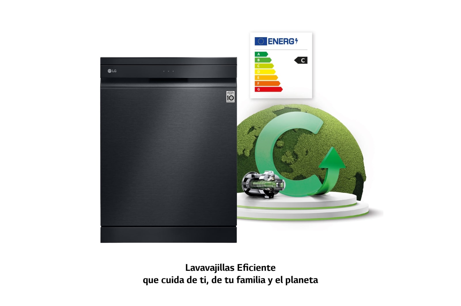 LG Outlet Lavavajillas LG QuadWash™ , TrueSteam, Acero negro mate, clasificación C, con lavado a vapor y tercera bandeja, DF455HMS.OUTLET