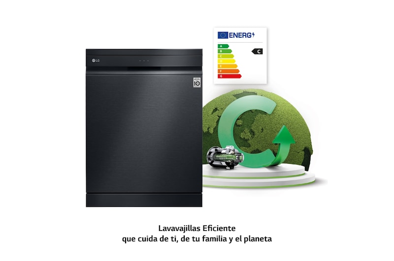 LG Outlet Lavavajillas LG QuadWash™ , TrueSteam, Acero negro mate, clasificación C, con lavado a vapor y tercera bandeja, DF455HMS.OUTLET