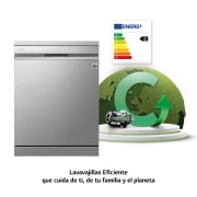 LG Lavavajillas LG QuadWashTM , TrueSteam,  Acero inoxidable antihuellas, clasificación  C, con lavado a vapor y tercera bandeja , DF455HSS