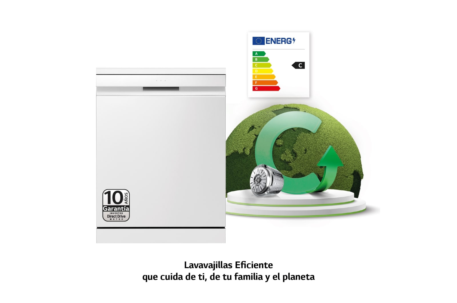 LG Lavavajillas LG QuadWash<sup>TM</sup> Steam,Blanco,C, con lavado a vapor y tercera bandeja, DF455HWS