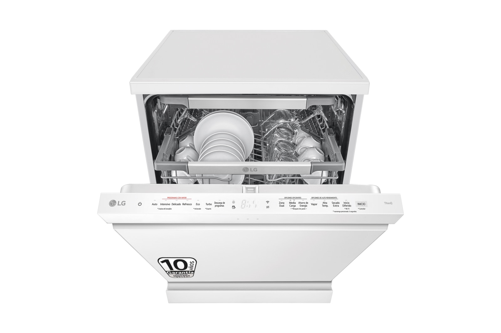 LG Lavavajillas LG QuadWash<sup>TM</sup> Steam,Blanco,C, con lavado a vapor y tercera bandeja, DF455HWS