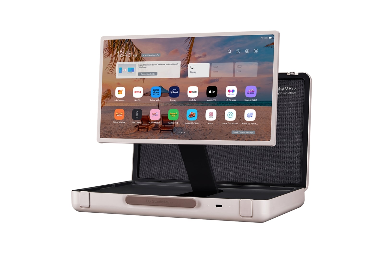 LG Stanbyme Go, el único Smart TV portátil y táctil<sup>(1)</sup> que te acompaña estés donde estés., 27LX5QKNA