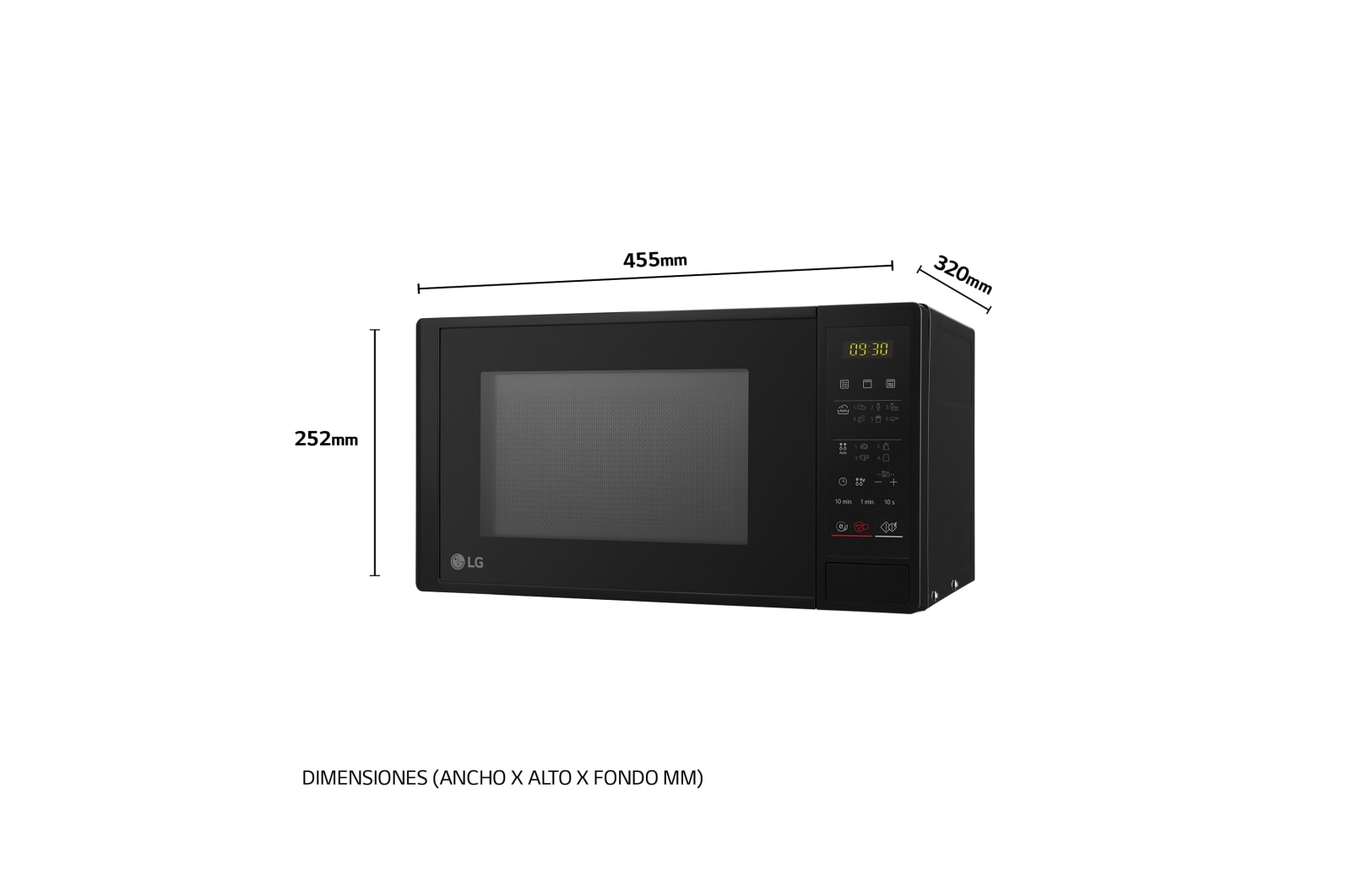 LG Microondas Grill 20 litros, Negro, MH6042D