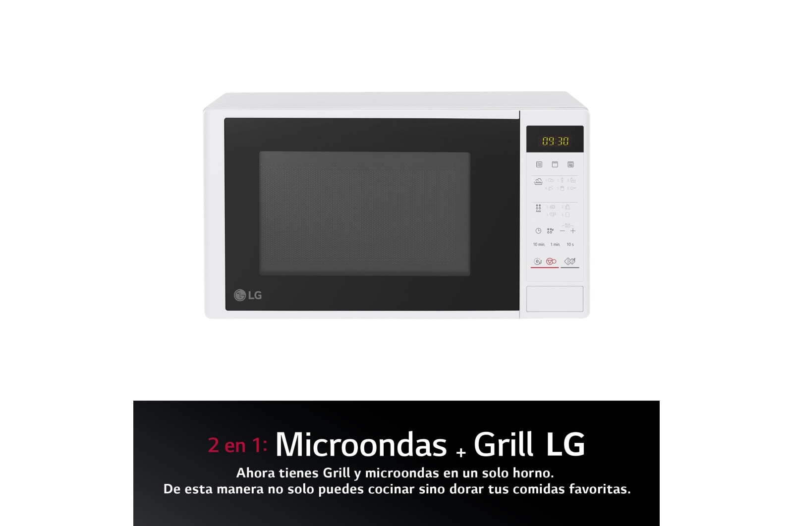 LG Microondas con grill de 700W, 19 litros de capacidad, tecnología I-Wave, menús automáticos, descongelación automática, modo ECO ON, color blanco y control táctil , MH6042DW