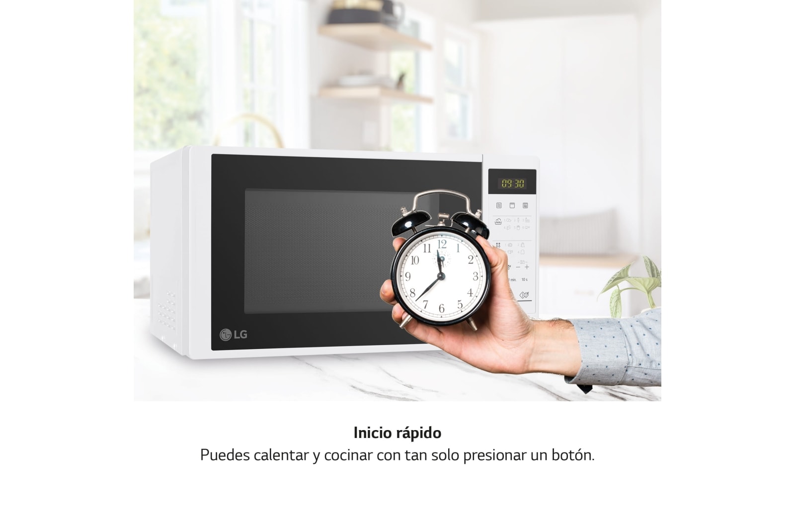 LG Microondas con grill de 700W, 19 litros de capacidad, tecnología I-Wave, menús automáticos, descongelación automática, modo ECO ON, color blanco y control táctil , MH6042DW