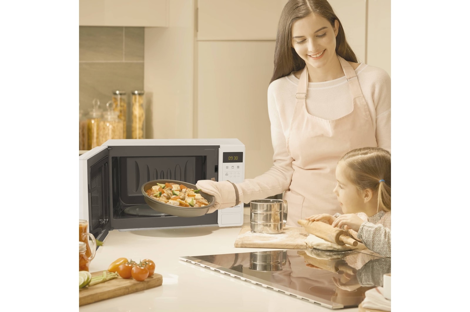 LG Microondas con grill de 700W, 19 litros de capacidad, tecnología I-Wave, menús automáticos, descongelación automática, modo ECO ON, color blanco y control táctil , MH6042DW