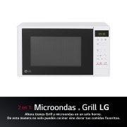 LG Microondas con grill de 700W, 19 litros de capacidad, tecnología I-Wave, menús automáticos, descongelación automática, modo ECO ON, color blanco y control táctil , MH6042DW