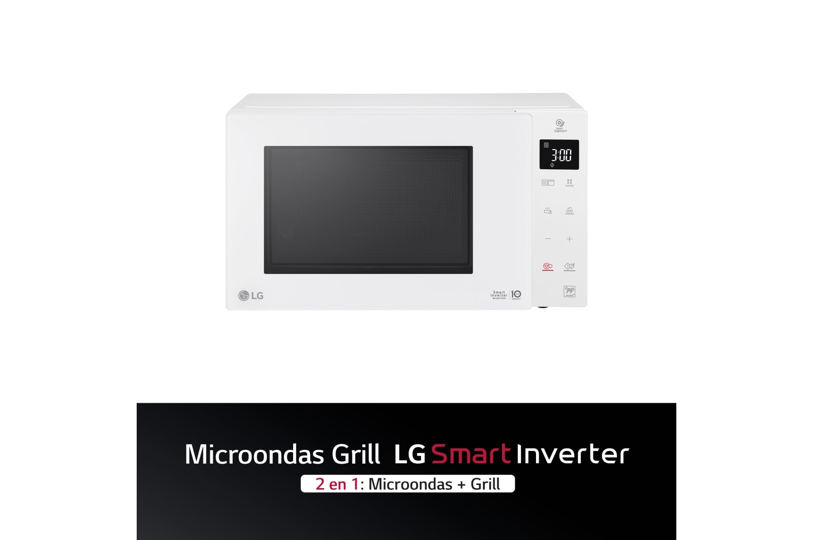 LG Microondas Grill Blanco Smart Inverter 1000W de 23 litros, MH6336GIH