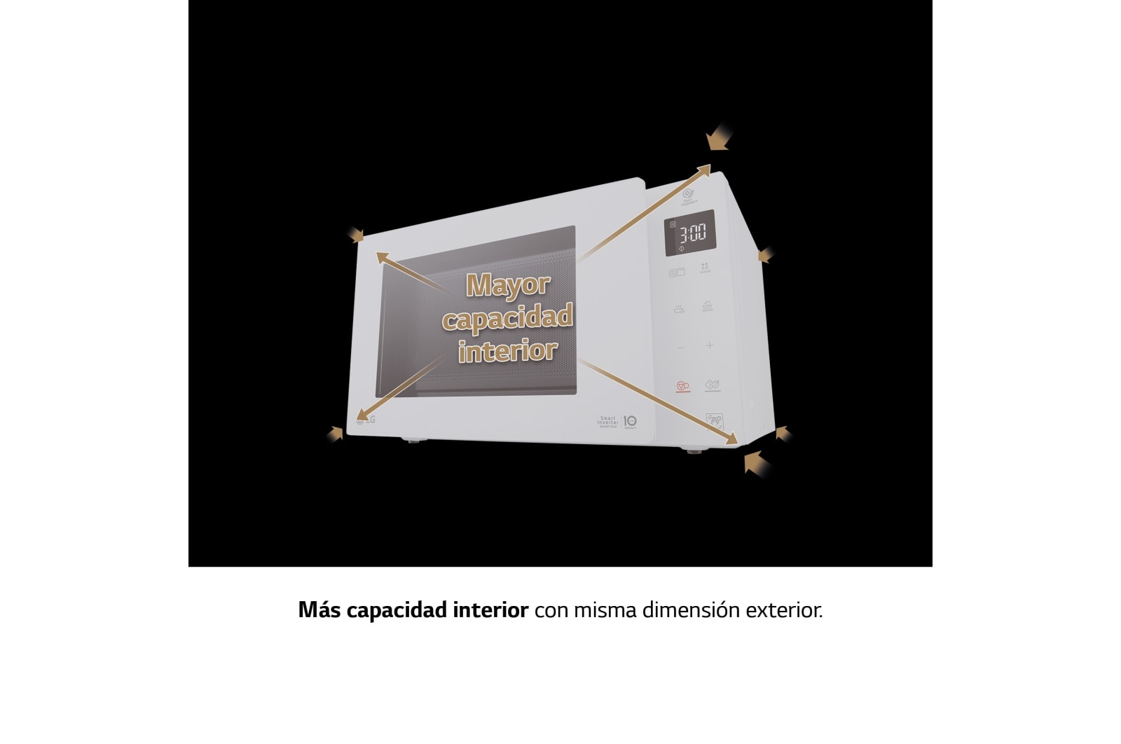 LG Microondas Grill Blanco Smart Inverter 1000W de 23 litros, MH6336GIH.OUTLET