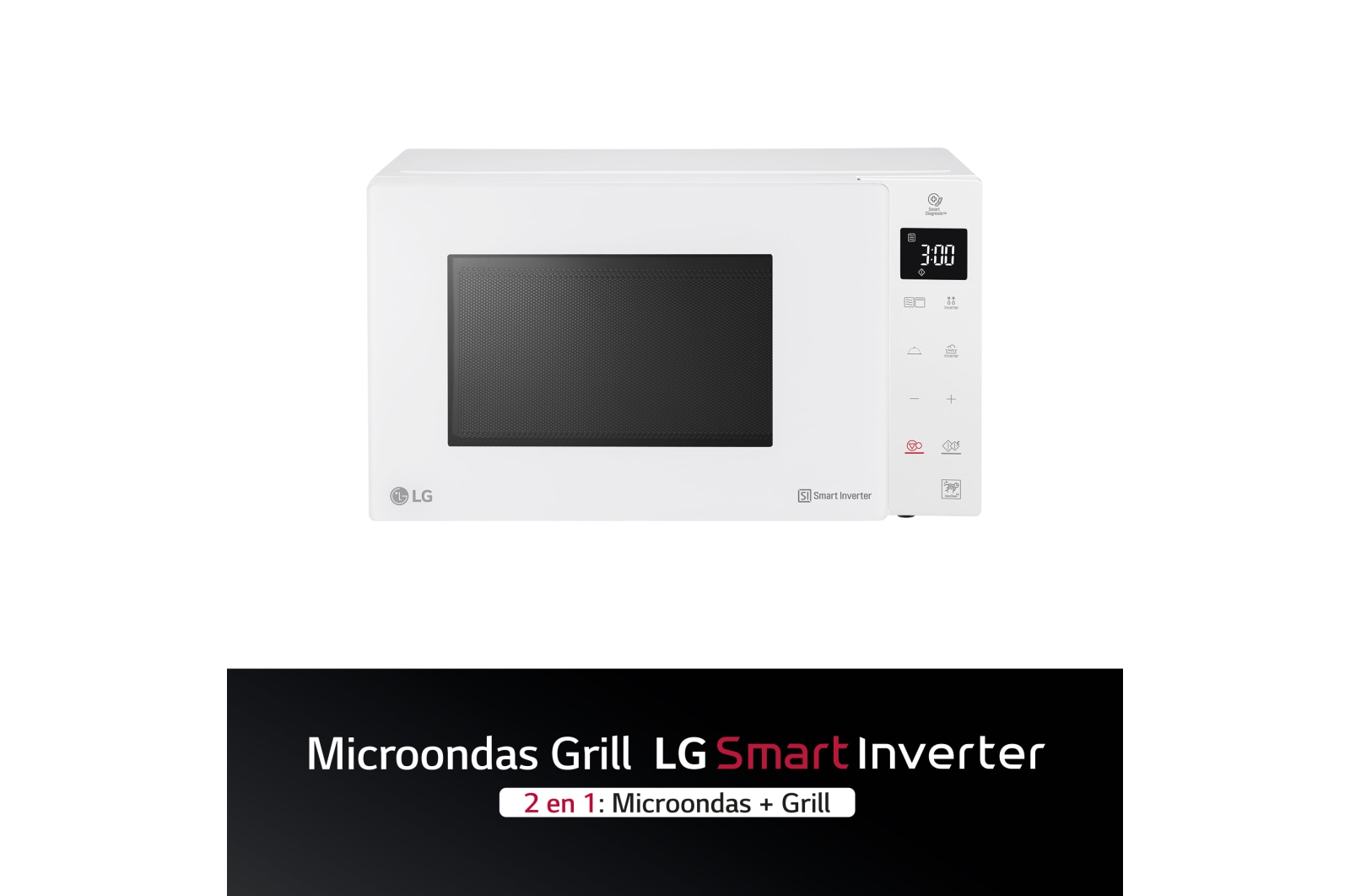 LG Outlet Microondas Grill Blanco Smart Inverter 1000W de 25 litros, MH6535GDH.OUTLET
