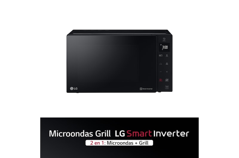 LG Microondas Grill Negro Smart Inverter 1000W de 25 litros, MH6535GDS