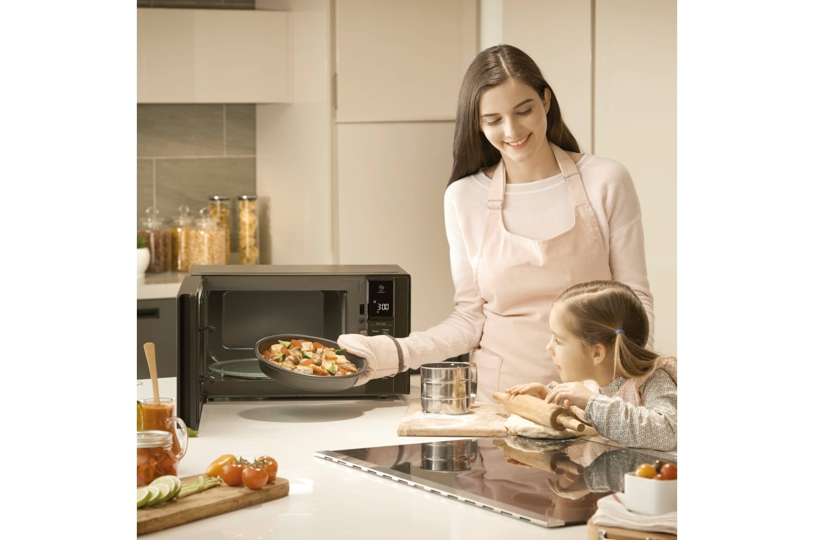 LG Microondas Grill Negro Smart Inverter 1000W de 25 litros, MH6535GDS