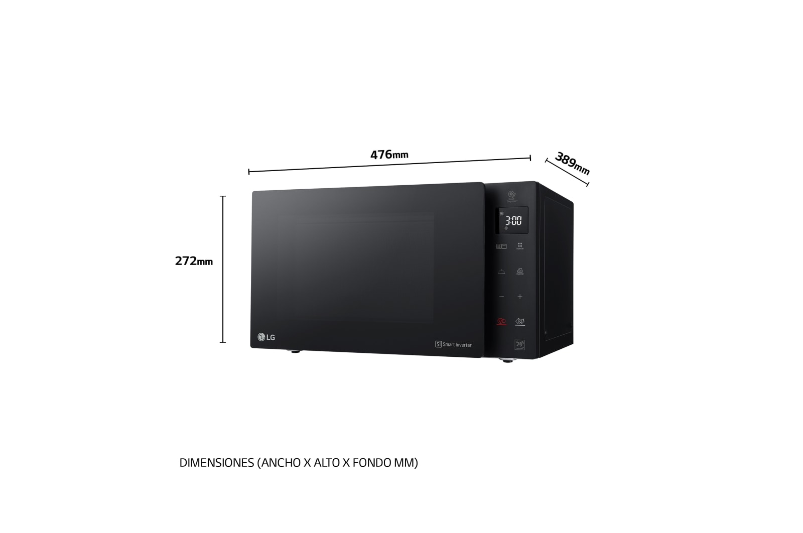 LG Microondas Grill Negro Inverter 1000W de 25 litros, MH6535GIB