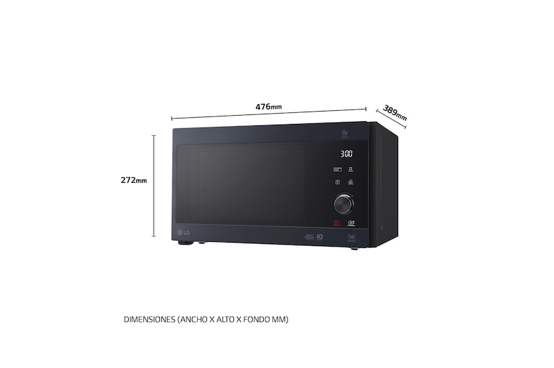 LG Microondas Grill Smart Inverter 1000W de 25 litros, Acero negro, MH6565CPW