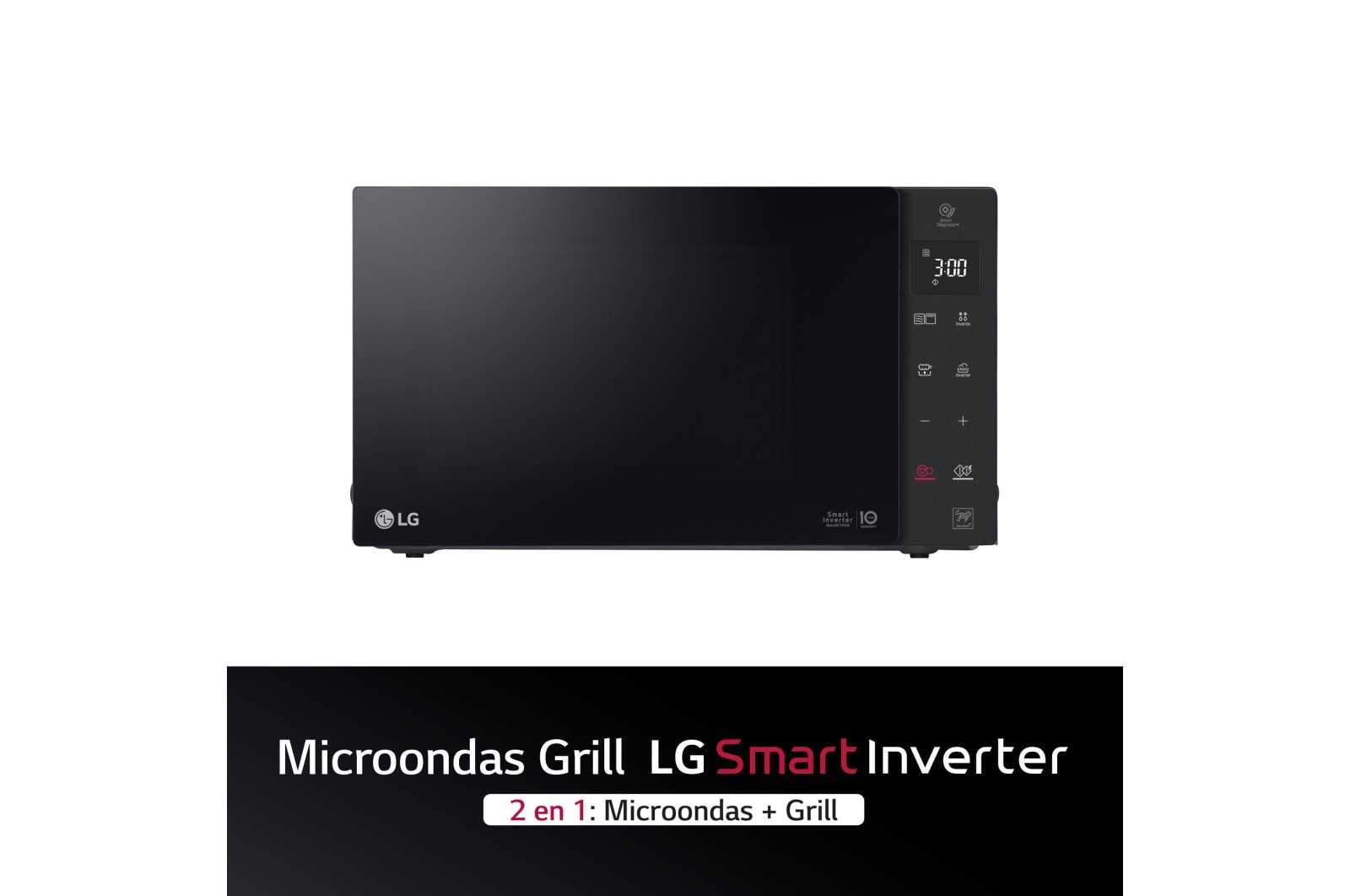 LG Microondas Grill Negro Smart Inverter 1200W de 32 litros, MH7235GPS