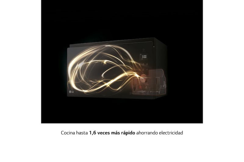 LG Horno Convección Microondas 4 en 1 Smart Inverter, con función freidora de aire, color Acero-Negro 1100W de 39 litros, MJ3965ACS