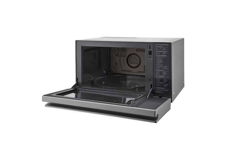 LG Horno Convección Microondas 4 en 1 Smart Inverter, con función freidora de aire, color Acero-Negro 1100W de 39 litros, MJ3965ACS