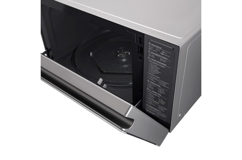 LG Horno Convección Microondas 4 en 1 Smart Inverter, con función freidora de aire, color Acero-Negro 1100W de 39 litros, MJ3965ACS