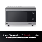 LG Horno Convección Microondas 4 en 1  Smart Inverter, con función freidora de aire,  color Acero-Negro 1100W de 39 litros, MJ3965ACS