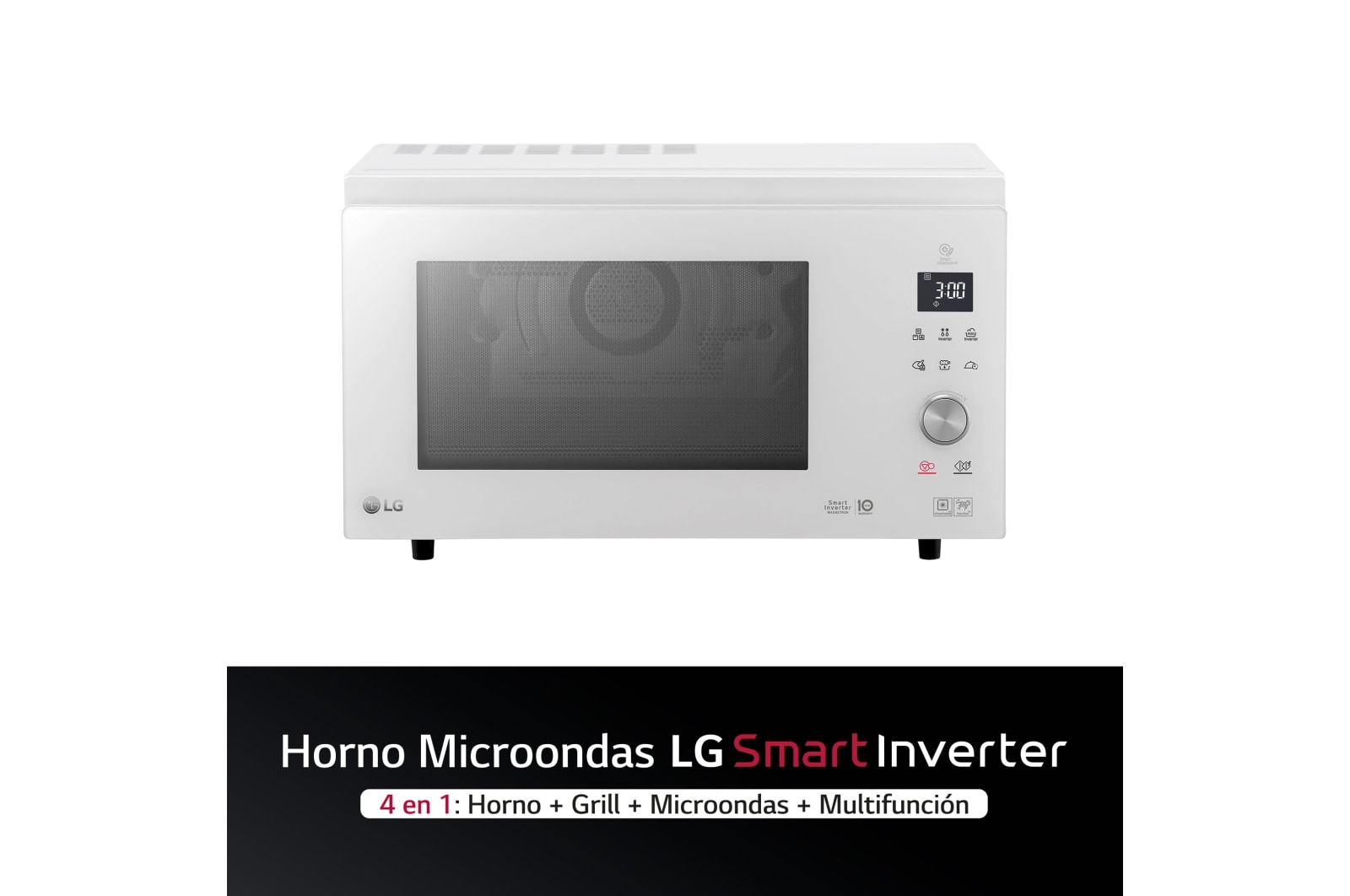 LG Microondas Grill Blanco Smart Inverter 1100W de 39 litros, MJ3965BPH