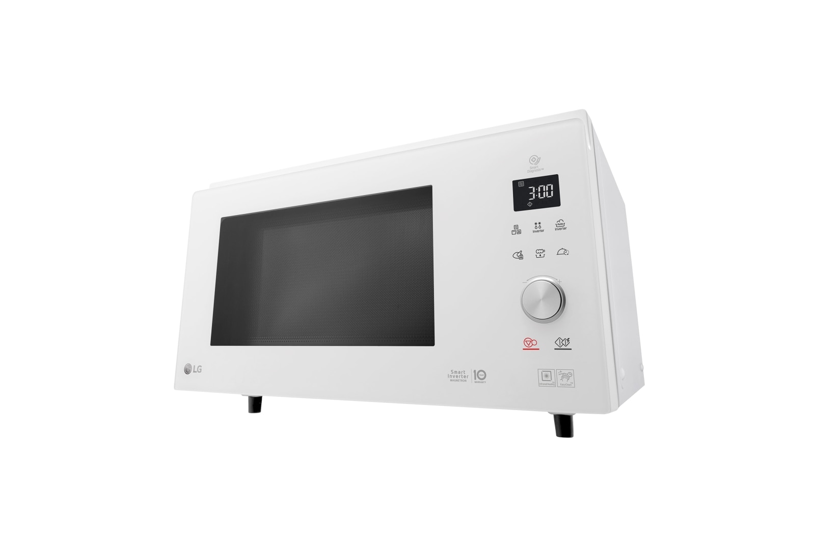 LG Microondas Grill Blanco Smart Inverter 1100W de 39 litros, MJ3965BPH