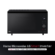 LG Horno Convección Microondas 4 en 1  Smart Inverter, con función freidora de aire,  color Negro 1100W de 39 litros, MJ3965BPS