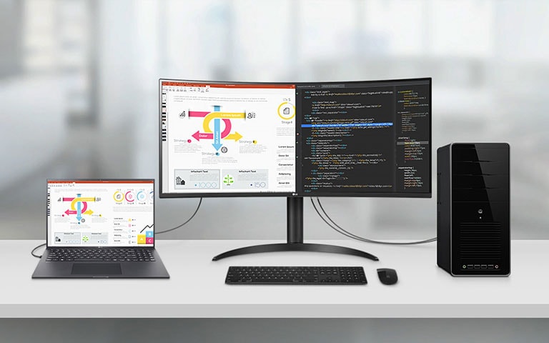 El monitor permite ver múltiples contenidos desde dos ordenadores con la función Picture by Picture, que ayuda a procesar el trabajo de forma más eficiente.