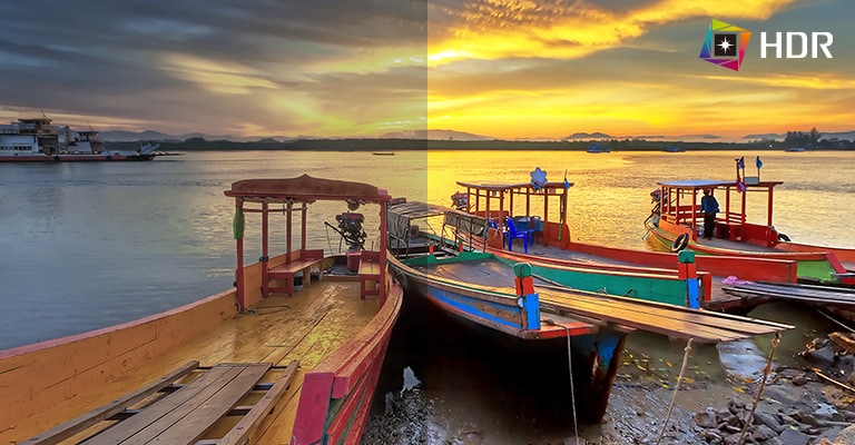 HDR, que admite niveles específicos de color y brillo, frente a SDR con colores espectaculares del contenido.