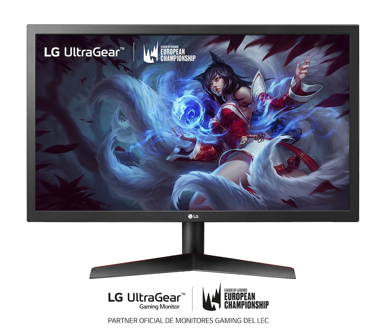 LG 24GN53A-B - Monitor Gaming LG UltraGear (Panel TN: 1920x1080p, 16:9, 300 cd/m², 1000:1, 144Hz, 1ms); entradas: DP x1, HDMI x2; AMD FreeSync 2; Regulable en inclinación, F, 24GN53A-B