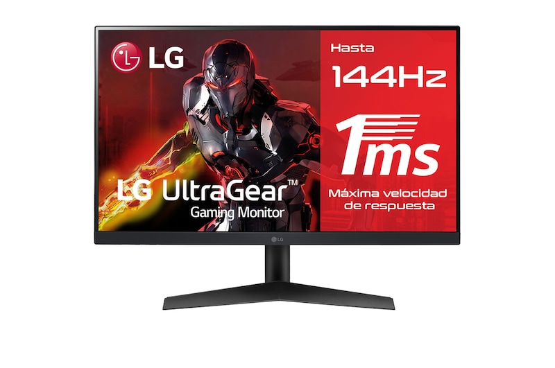 LG Monitor Gaming LG UltraGear™ de 24 pulgadas | 144Hz IPS con tiempo de respuesta de 1ms (GtG), FreeSync™ Premium, 24GN60R-B