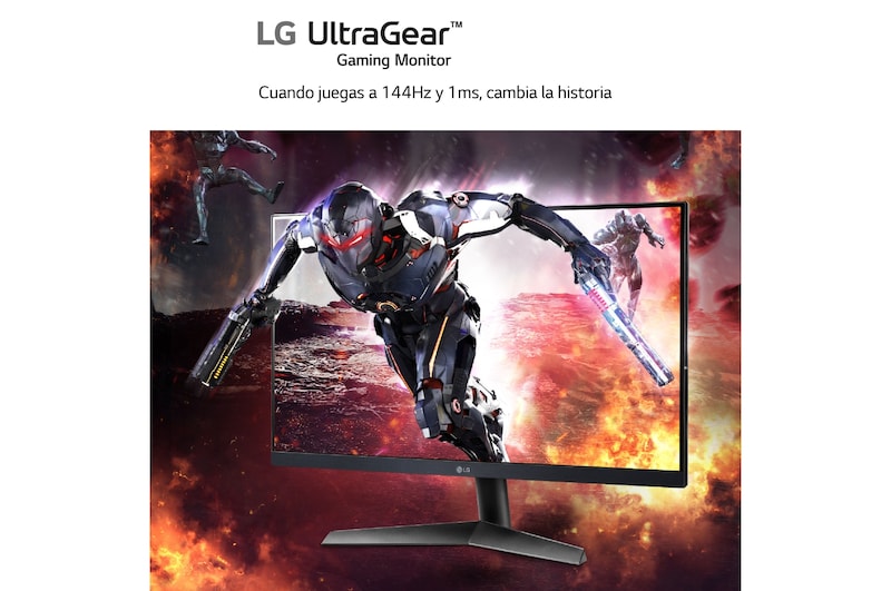 LG Monitor Gaming LG UltraGear™ de 24 pulgadas | 144Hz IPS con tiempo de respuesta de 1ms (GtG), FreeSync™ Premium, 24GN60R-B