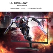 LG Monitor gaming LG UltraGear (Panel IPS: 1920 x 1080 (FHD), 16:9, 300 cd/m², 1000:1, 1ms (GtG), 144 Hz); entradas: DP x1, HDMI x1; FreeSync™ Premium, 24GN60R-B