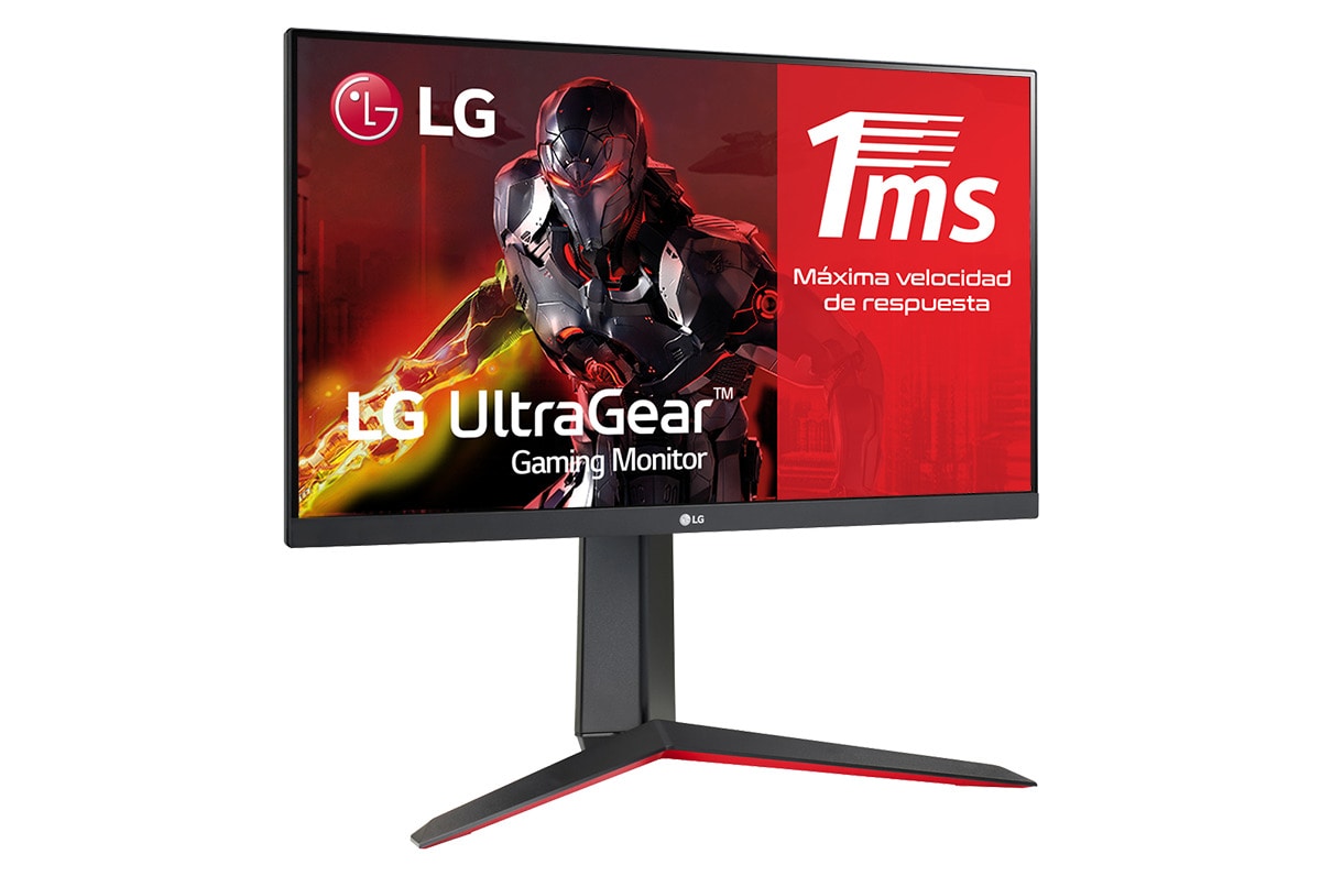 LG 24GN650-B - Monitor LG UltraGear (Panel IPS: 1920x1080p, 16:9, 350 cd/m², 1000:1, 144 Hz, 1ms); entradas: DP x1, HDMI x2; G-Sync Compatible; Regulable en altura e inclinacion y pivotable, 24GN650-B