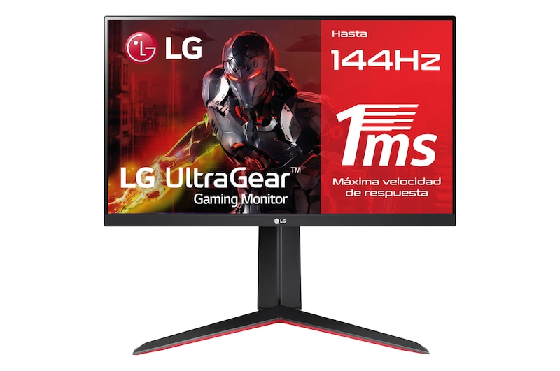 LG 24GN650-B - Monitor LG UltraGear (Panel IPS: 1920x1080p, 16:9, 350 cd/m², 1000:1, 144 Hz, 1ms); entradas: DP x1, HDMI x2; G-Sync Compatible; Regulable en altura e inclinacion y pivotable, 24GN650-B