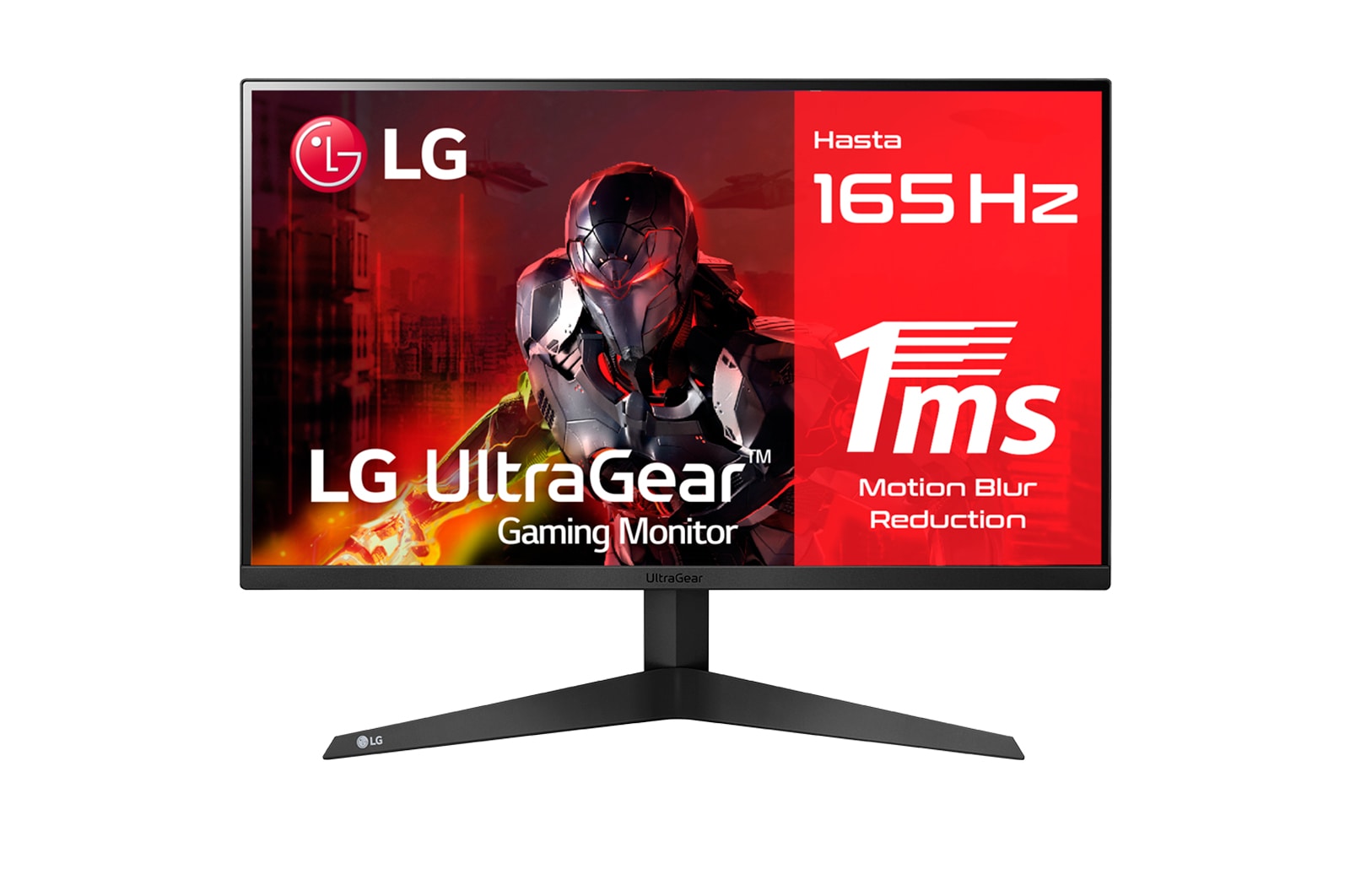 LG Monitor gaming LG UltraGear (Panel VA: 1920x1080p, 16:9, 250 cd/m², 3000:1, 165Hz, 1ms); entradas: DP x1, HDMI x2; AMD FreeSync™ Premium; Regulable en inclinación, 24GQ50F-B
