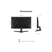 LG Monitor gaming LG UltraGear (Panel VA: 1920x1080p, 16:9, 250 cd/m², 3000:1, 165Hz, 1ms); entradas: DP x1, HDMI x2; AMD FreeSync™ Premium; Regulable en inclinación, 24GQ50FW-B