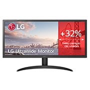 LG Monitor Ultrapanoramico 21:9 LG UltraWide (Panel IPS:2560x1080, 1ms MBR, 300cd/m², 1000:1, sRGB >98%); Super Resolution +; HDR10; entr.: HDMIx2; Ajust. en inclinación., 26WQ500-B