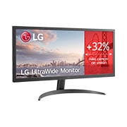 LG Monitor Ultrapanoramico 21:9 LG UltraWide (Panel IPS:2560x1080, 1ms MBR, 300cd/m², 1000:1, sRGB >98%); Super Resolution +; HDR10; entr.: HDMIx2; Ajust. en inclinación., 26WQ500-B