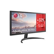 LG Monitor Ultrapanoramico 21:9 LG UltraWide (Panel IPS:2560x1080, 1ms MBR, 300cd/m², 1000:1, sRGB >98%); Super Resolution +; HDR10; entr.: HDMIx2; Ajust. en inclinación., 26WQ500-B