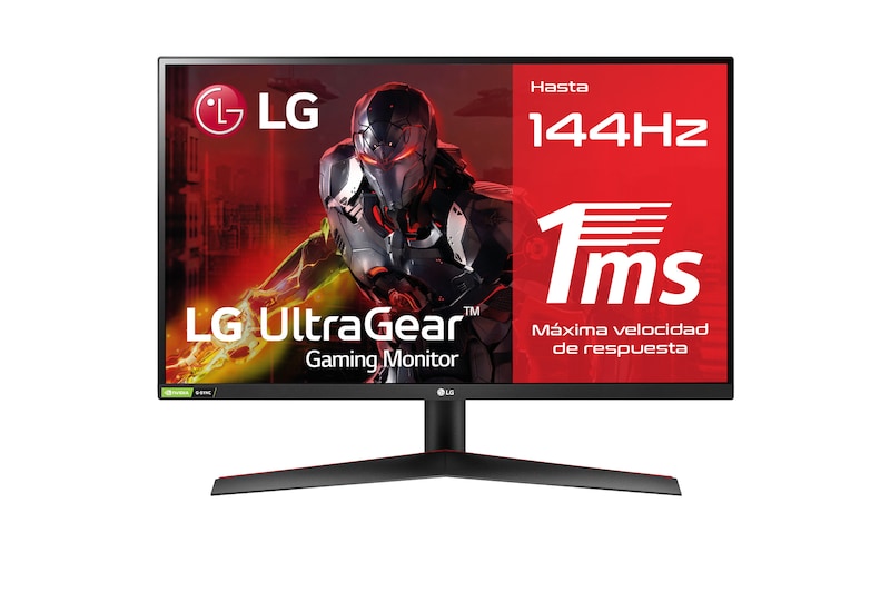 LG 27GN600-B - Monitor Gaming LG UltraGear (Panel IPS: 1920x1080p, 16:9, 300 cd/m², 1000:1, 144Hz, 1ms); diag. 68,47cm; entradas: DPx1, HDMIx2; AMD Freesync Premium & G-Sync Compatible; Regulable en inclinacion ; HDR10, 27GN600-B