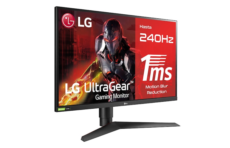 LG 27GN750-B - Monitor Gaming LG UltraGear (Panel IPS: 1920x1080p, 16:9, 400 cd/m², 1000:1, 240Hz, 1ms); DPx1, HDMIx2, USB-Ax3; G-Sync Compatible; Regulable en altura e inclinacion y pivotable, F, 27GN750-B