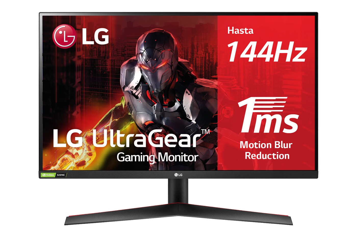 LG Monitor gaming LG UltraGear (Panel NanoIPS: 2560x1440p, 16:9, 350 cd/m², 1000:1, 144Hz, 1ms); DPx1, HDMIx2; NVIDIA G-Sync™ Compatible; Regulable en altura e inclinacion y pivotable ; Marcos ultrafinos, 27GN800P-B