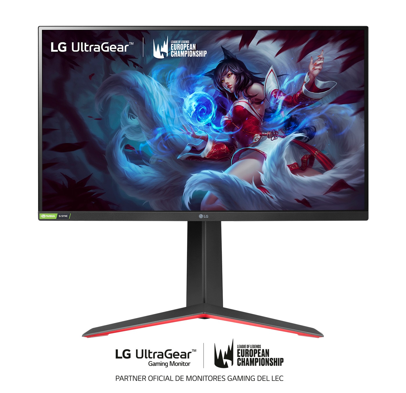 LG Monitor gaming LG UltraGear (Panel IPS:2560x1440px, 16:9, 400 cd/m2, 1000:1, 165Hz, 1ms); entradas: DP x1, HDMI x2, USB-A x3; G-Sync Compatible, FreeSync™ Premium, 27GP850P-B