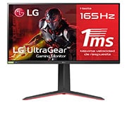 LG Monitor gaming LG UltraGear (Panel IPS:2560x1440px, 16:9, 400 cd/m2, 1000:1, 165Hz, 1ms); entradas: DP x1, HDMI x2, USB-A x3; G-Sync Compatible, FreeSync™ Premium, 27GP850P-B