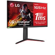 LG Monitor gaming LG UltraGear (Panel IPS:2560x1440px, 16:9, 400 cd/m2, 1000:1, 165Hz, 1ms); entradas: DP x1, HDMI x2, USB-A x3; G-Sync Compatible, FreeSync™ Premium, 27GP850P-B