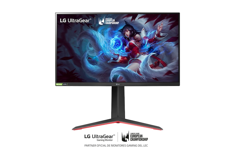 LG Monitor gaming LG UltraGear (Panel IPS:2560x1440px, 16:9, 400 cd/m2, 1000:1, 165Hz, 1ms); entradas: DP x1, HDMI x2, USB-A x3; G-Sync Compatible, FreeSync™ Premium, 27GP850W-B