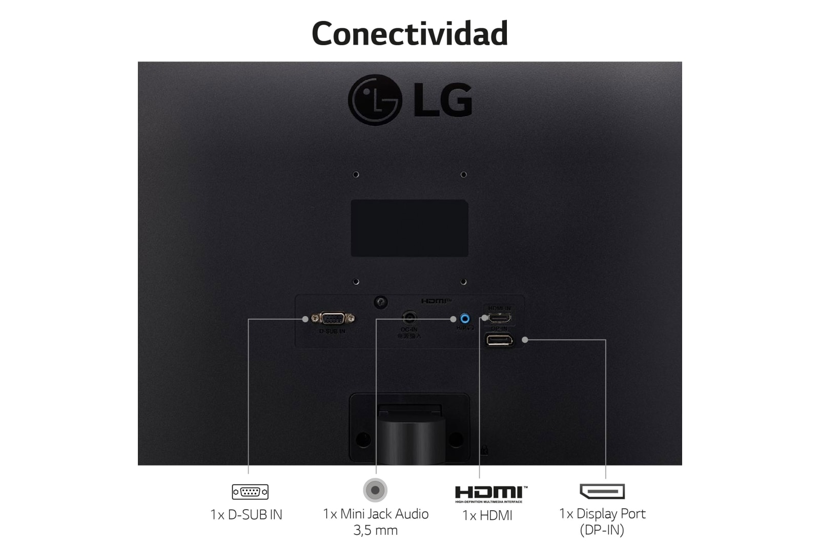 LG 27MP60GP-B - Monitor Gaming LG UltraGear™ (1920x1080p, 250cd/m², 1000:1, 1ms MBR, NTSC 72%); diag. 60,4cm; entradas: D-Sub x1, HDMI x1, DP x1; FreeSync™, 27MP60GP-B